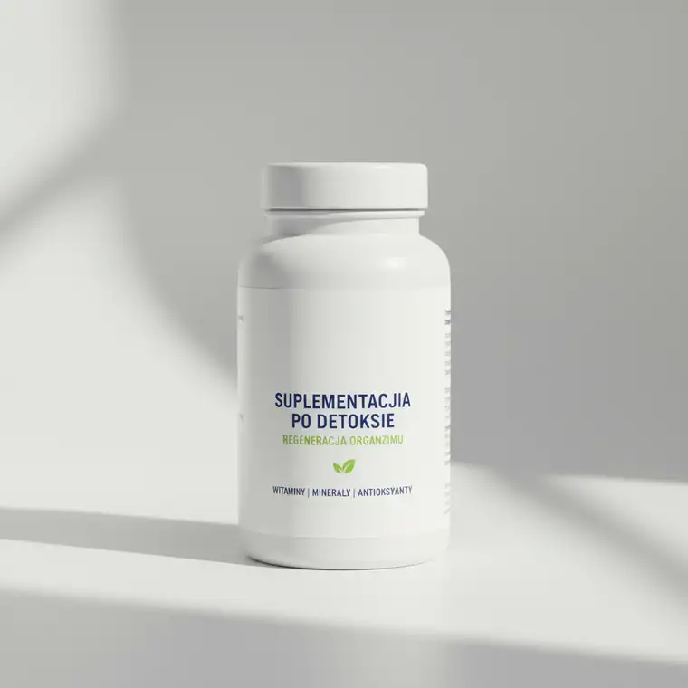 Osoba po detoksie alkoholowym odpoczywa z wodą i zdrowym posiłkiem, planując bezpieczną suplementację po detoksie alkoholowym