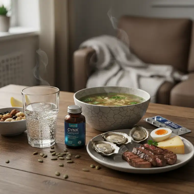 Zdrowy posiłek bogaty w cynk: mięso, jajka, pestki dyni i orzechy jako naturalne wsparcie regeneracji po alkoholu