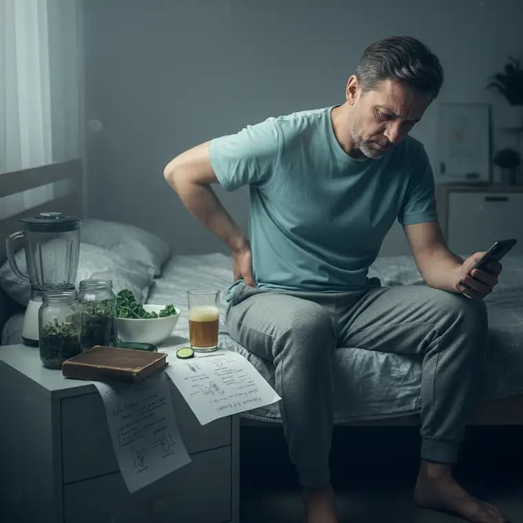 Lekarz nefrolog omawiający z pacjentem wyniki badań nerek po nieudanym domowym detoksie oraz dalsze kroki diagnostyczne i leczenie